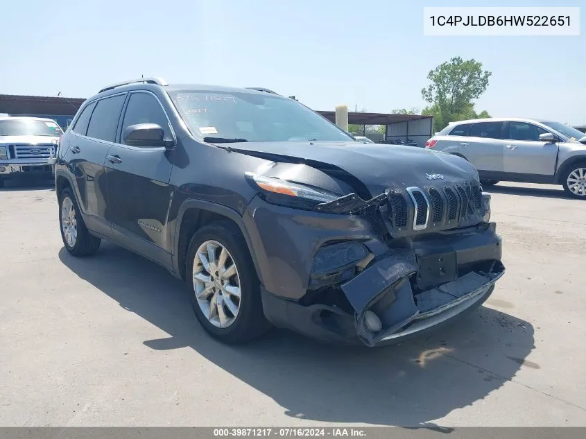 1C4PJLDB6HW522651 2017 Jeep Cherokee Limited Fwd