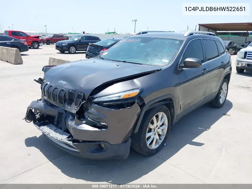 2017 Jeep Cherokee Limited Fwd VIN: 1C4PJLDB6HW522651 Lot: 39871217