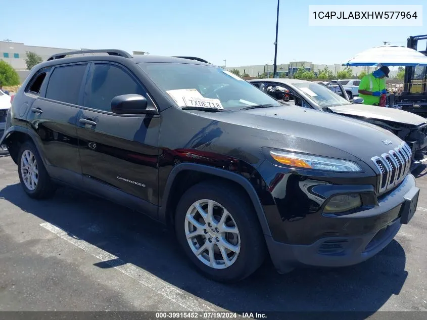 2017 Jeep Cherokee Sport Fwd VIN: 1C4PJLABXHW577964 Lot: 39915452