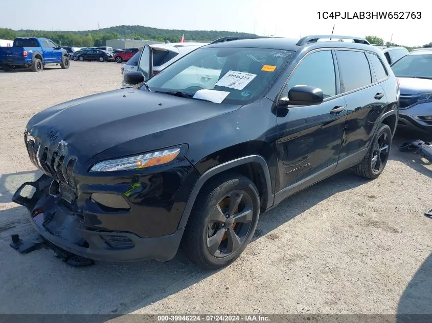 2017 Jeep Cherokee Altitude Fwd VIN: 1C4PJLAB3HW652763 Lot: 39946224