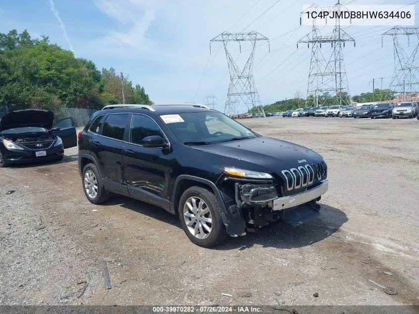 2017 Jeep Cherokee Limited 4X4 VIN: 1C4PJMDB8HW634406 Lot: 39970282