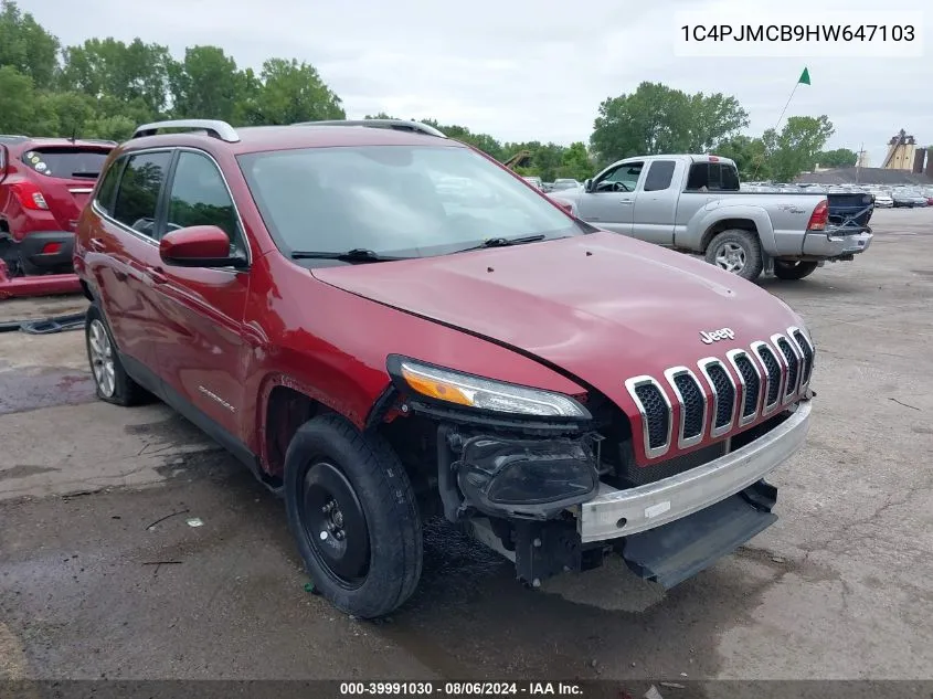 2017 Jeep Cherokee Latitude 4X4 VIN: 1C4PJMCB9HW647103 Lot: 39991030