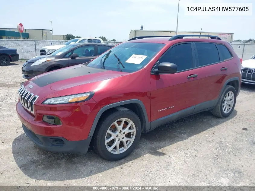 1C4PJLAS4HW577605 2017 Jeep Cherokee Sport Fwd