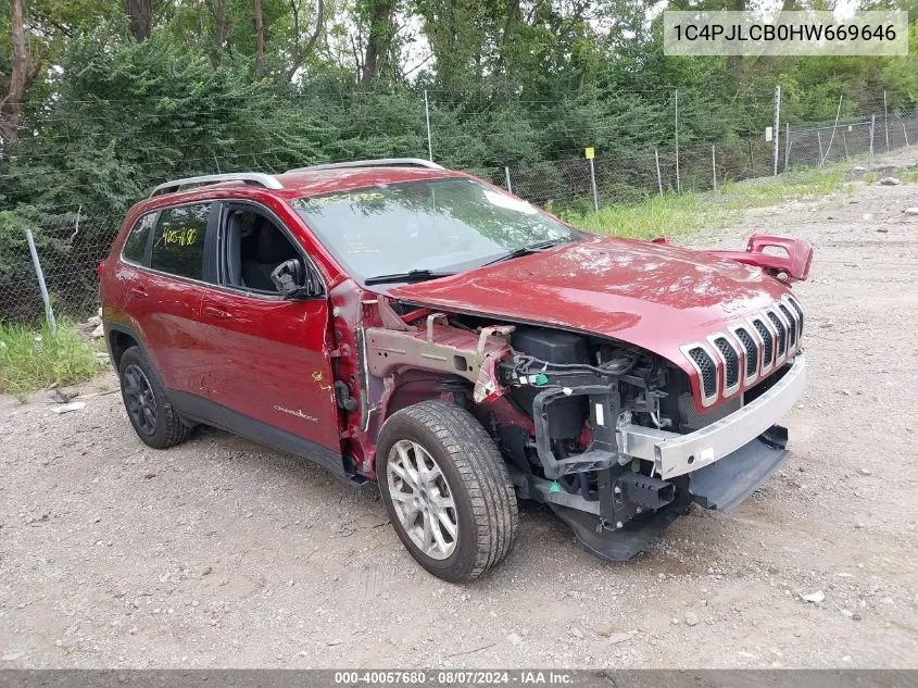 2017 Jeep Cherokee Latitude Fwd VIN: 1C4PJLCB0HW669646 Lot: 40057680