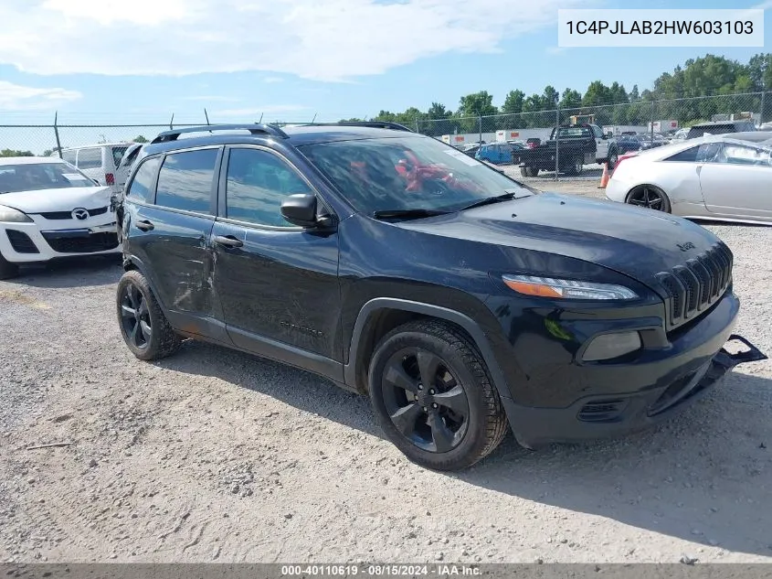 2017 Jeep Cherokee Altitude Fwd VIN: 1C4PJLAB2HW603103 Lot: 40110619