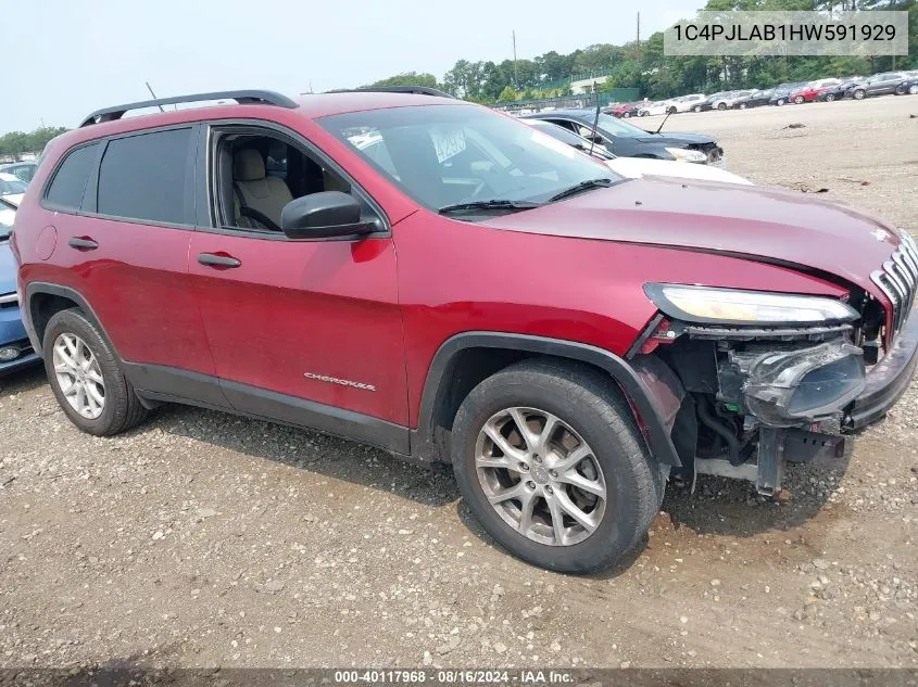 2017 Jeep Cherokee Sport Fwd VIN: 1C4PJLAB1HW591929 Lot: 40117968