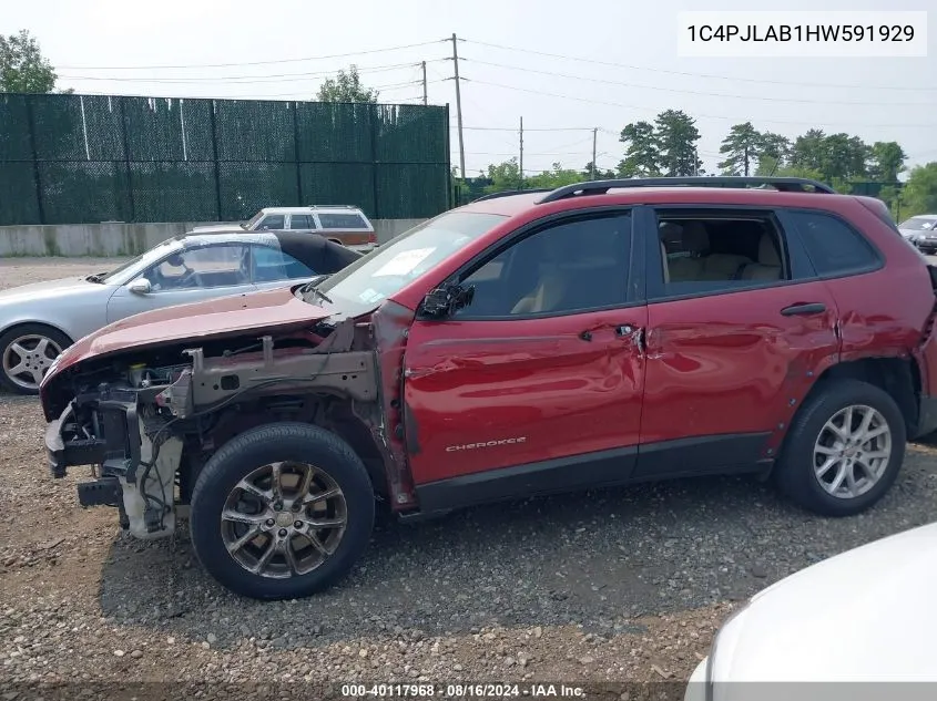 2017 Jeep Cherokee Sport Fwd VIN: 1C4PJLAB1HW591929 Lot: 40117968