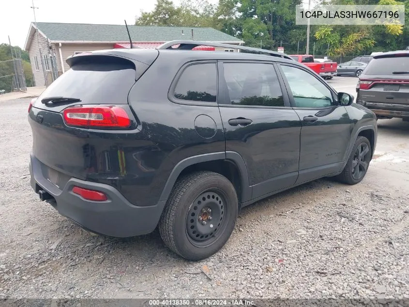 2017 Jeep Cherokee Altitude Fwd VIN: 1C4PJLAS3HW667196 Lot: 40138350