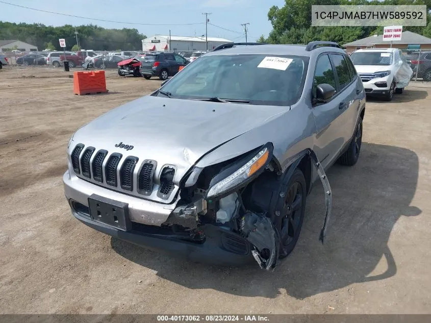 2017 Jeep Cherokee Altitude 4X4 VIN: 1C4PJMAB7HW589592 Lot: 40173062