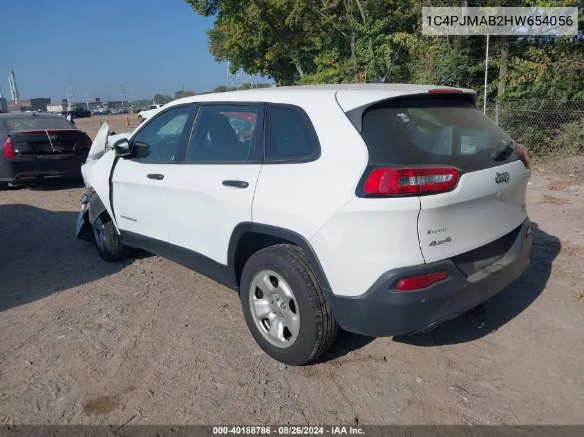 2017 Jeep Cherokee Sport 4X4 VIN: 1C4PJMAB2HW654056 Lot: 40188786