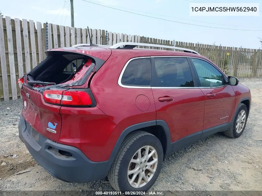 2017 Jeep Cherokee Latitude 4X4 VIN: 1C4PJMCS5HW562940 Lot: 40193511