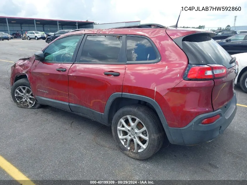 1C4PJLAB7HW592860 2017 Jeep Cherokee Sport Fwd