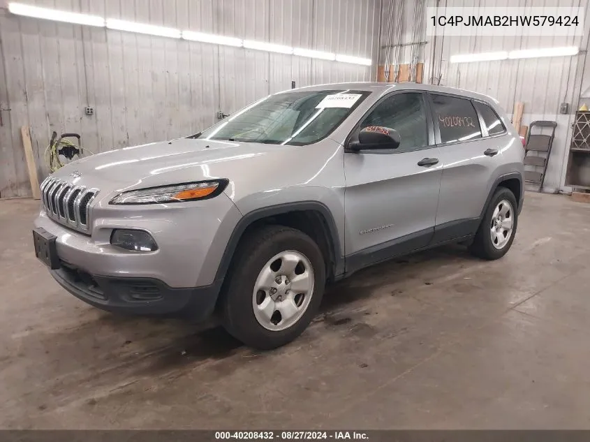 1C4PJMAB2HW579424 2017 Jeep Cherokee Sport 4X4