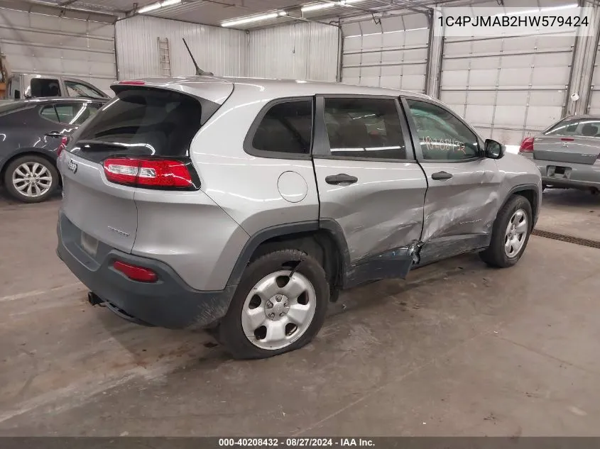 1C4PJMAB2HW579424 2017 Jeep Cherokee Sport 4X4