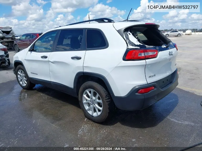 2017 Jeep Cherokee Sport 4X4 VIN: 1C4PJMAB4HW532797 Lot: 40221355