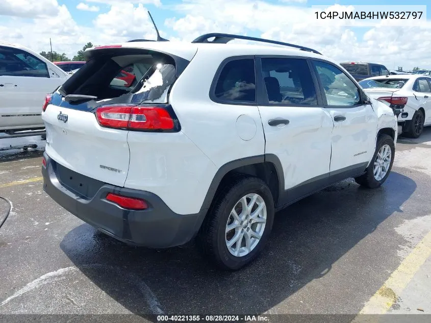 2017 Jeep Cherokee Sport 4X4 VIN: 1C4PJMAB4HW532797 Lot: 40221355