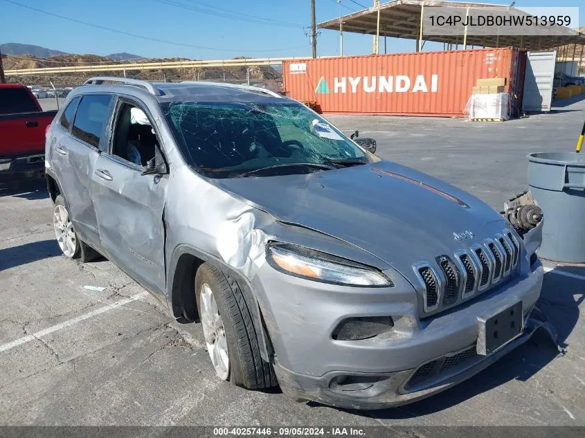 1C4PJLDB0HW513959 2017 Jeep Cherokee Limited Fwd