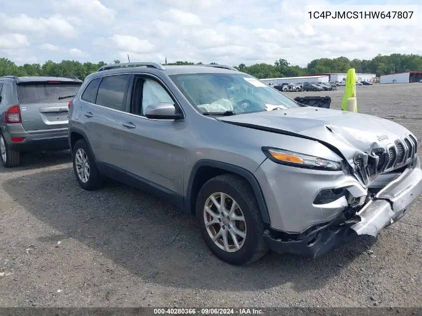 2017 Jeep Cherokee Latitude 4X4 VIN: 1C4PJMCS1HW647807 Lot: 40280366