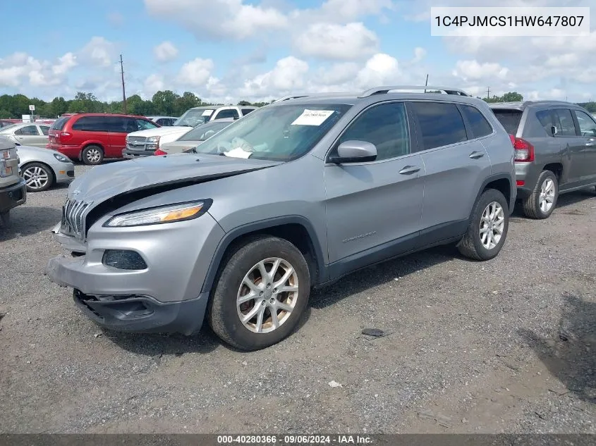 2017 Jeep Cherokee Latitude 4X4 VIN: 1C4PJMCS1HW647807 Lot: 40280366