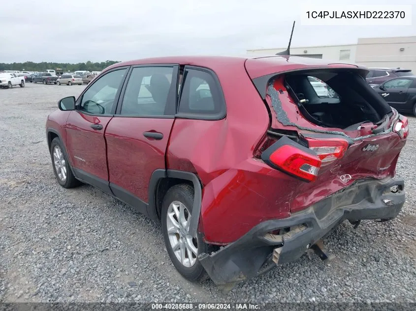 2017 Jeep Cherokee Sport VIN: 1C4PJLASXHD222370 Lot: 40285688