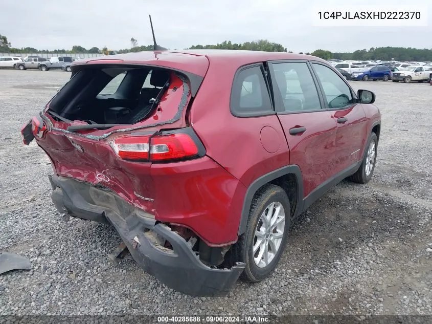 2017 Jeep Cherokee Sport VIN: 1C4PJLASXHD222370 Lot: 40285688