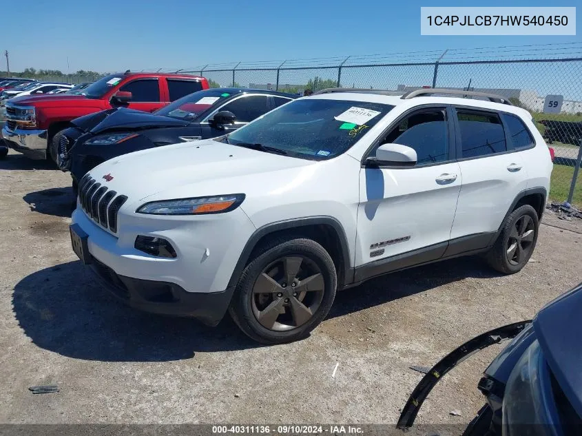 2017 Jeep Cherokee Latitude VIN: 1C4PJLCB7HW540450 Lot: 40311136