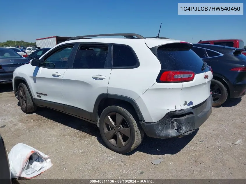 2017 Jeep Cherokee Latitude VIN: 1C4PJLCB7HW540450 Lot: 40311136