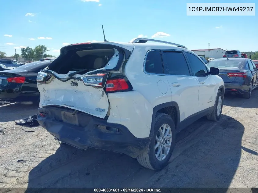 2017 Jeep Cherokee Latitude 4X4 VIN: 1C4PJMCB7HW649237 Lot: 40331601