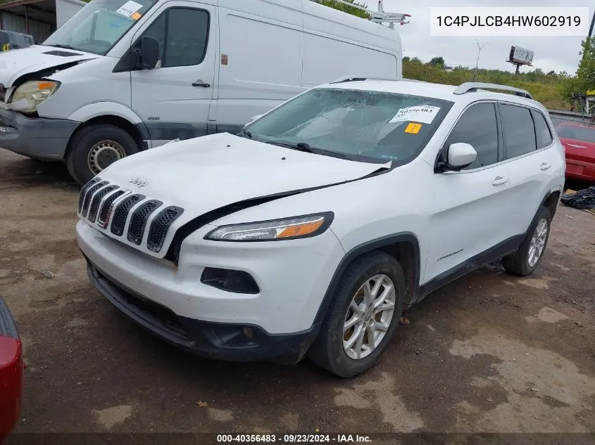 2017 Jeep Cherokee Latitude Fwd VIN: 1C4PJLCB4HW602919 Lot: 40356483