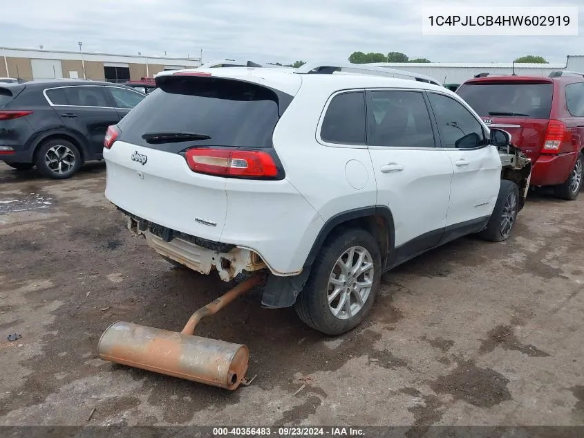 2017 Jeep Cherokee Latitude Fwd VIN: 1C4PJLCB4HW602919 Lot: 40356483