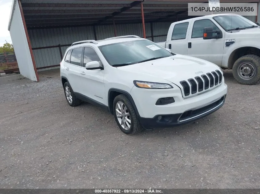 2017 Jeep Cherokee Limited Fwd VIN: 1C4PJLDB8HW526586 Lot: 40357922