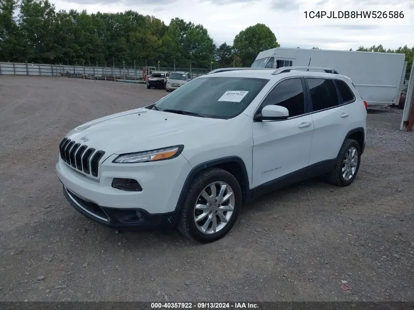 2017 Jeep Cherokee Limited Fwd VIN: 1C4PJLDB8HW526586 Lot: 40357922