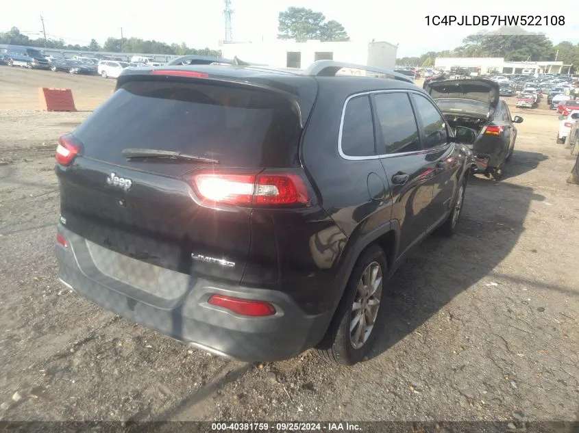 1C4PJLDB7HW522108 2017 Jeep Cherokee Limited Fwd