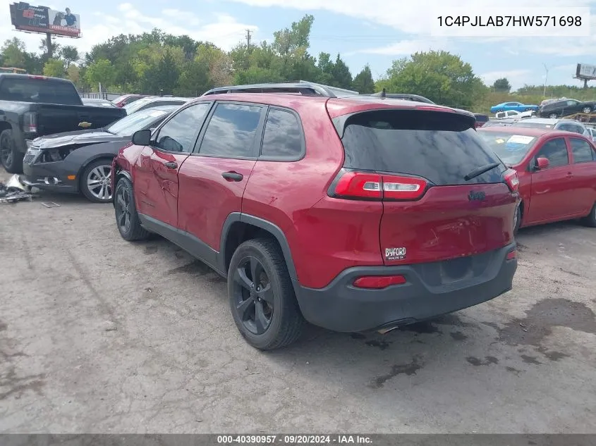 2017 Jeep Cherokee Altitude Fwd VIN: 1C4PJLAB7HW571698 Lot: 40390957