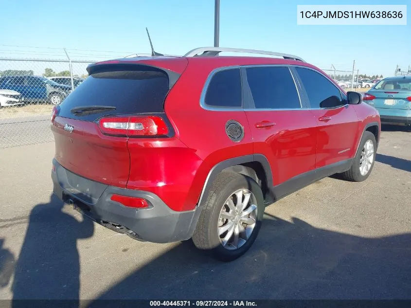 2017 Jeep Cherokee Limited 4X4 VIN: 1C4PJMDS1HW638636 Lot: 40445371