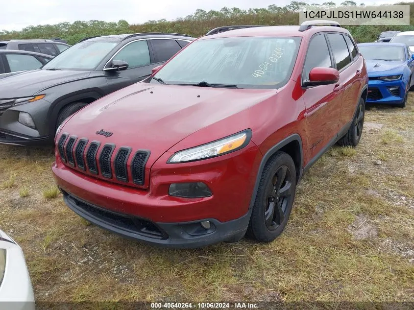 2017 Jeep Cherokee High Altitude Fwd VIN: 1C4PJLDS1HW644138 Lot: 40540264