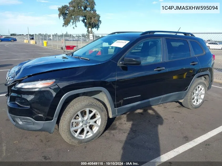 2017 Jeep Cherokee Sport 4X4 VIN: 1C4PJMASXHW595094 Lot: 40549115