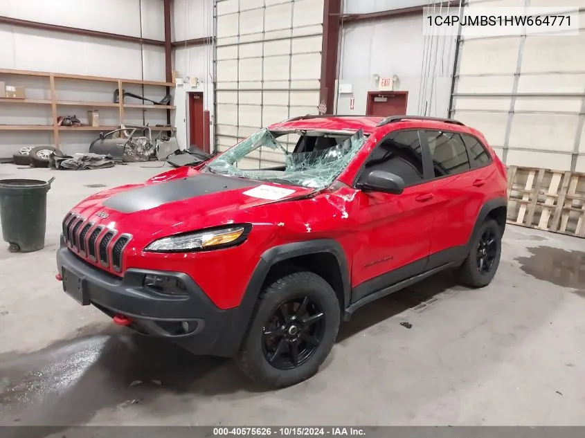 2017 Jeep Cherokee Trailhawk 4X4 VIN: 1C4PJMBS1HW664771 Lot: 40575626