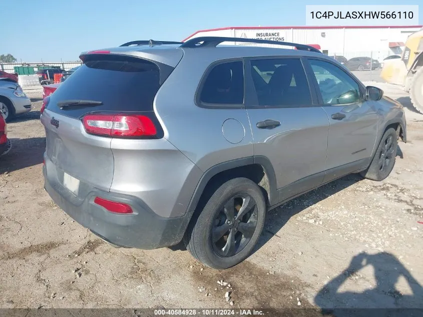 2017 Jeep Cherokee Altitude Fwd VIN: 1C4PJLASXHW566110 Lot: 40584928