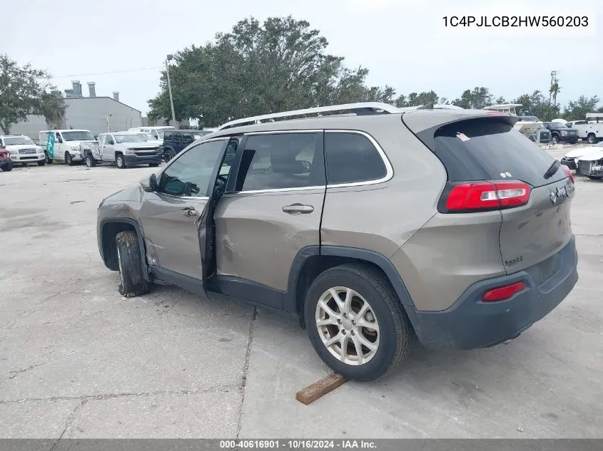 2017 Jeep Cherokee Latitude Fwd VIN: 1C4PJLCB2HW560203 Lot: 40616901