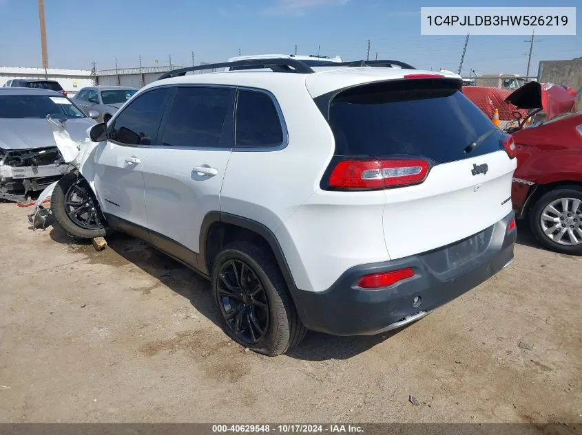 2017 Jeep Cherokee Limited VIN: 1C4PJLDB3HW526219 Lot: 40629548