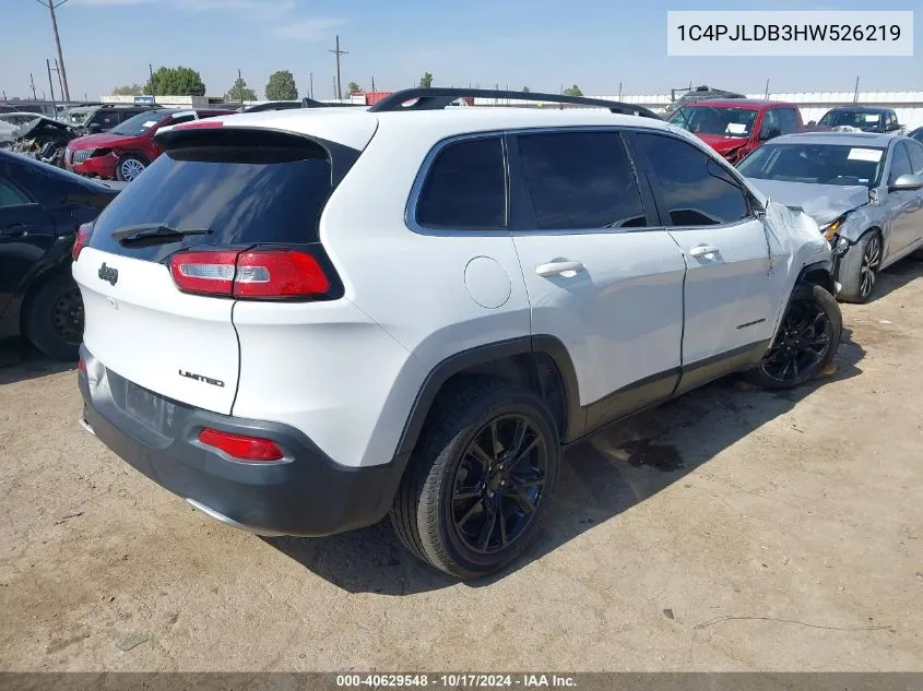 2017 Jeep Cherokee Limited VIN: 1C4PJLDB3HW526219 Lot: 40629548