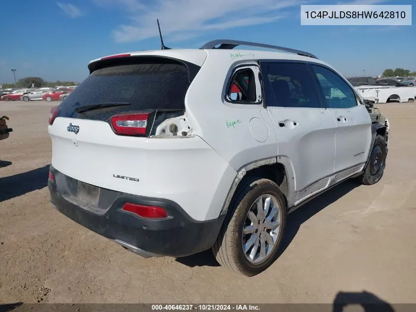 2017 Jeep Cherokee Limited Fwd VIN: 1C4PJLDS8HW642810 Lot: 40646237