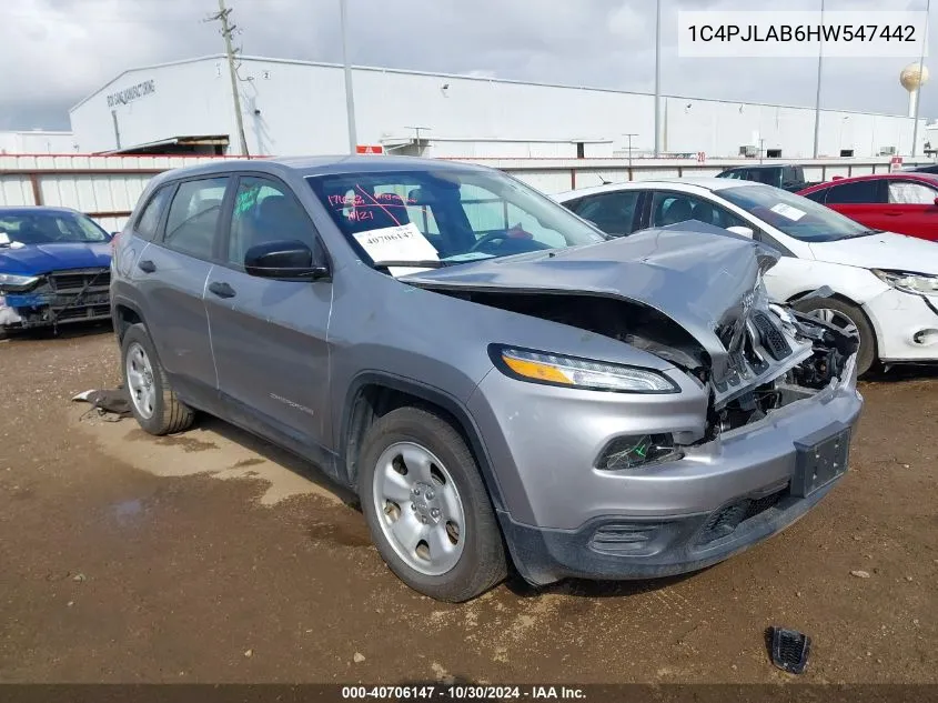 2017 Jeep Cherokee Sport Fwd VIN: 1C4PJLAB6HW547442 Lot: 40706147