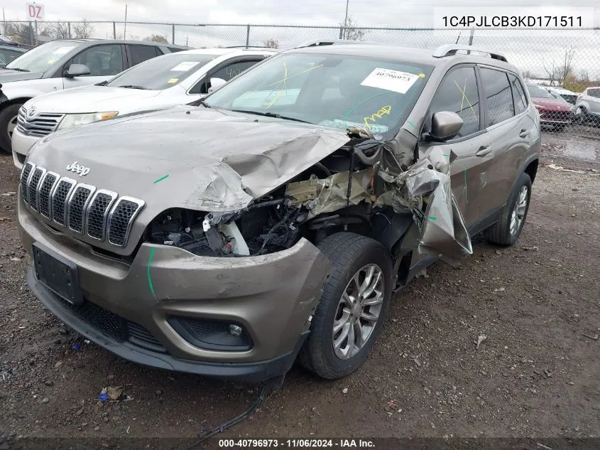 2017 Jeep Cherokee Altitude Fwd VIN: 1C4PJLCB3KD171511 Lot: 40796973