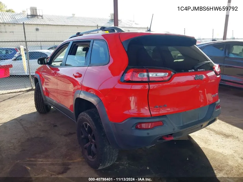 1C4PJMBS6HW659792 2017 Jeep Cherokee Trailhawk L Plus 4X4