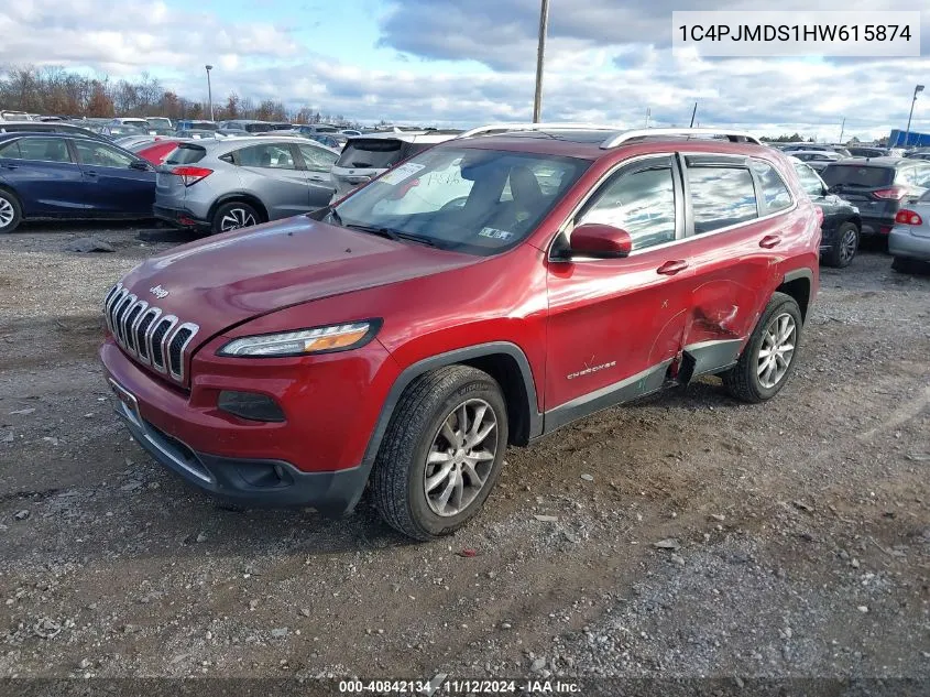 1C4PJMDS1HW615874 2017 Jeep Cherokee Limited 4X4