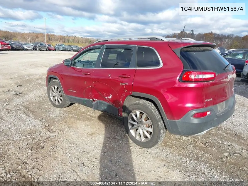 1C4PJMDS1HW615874 2017 Jeep Cherokee Limited 4X4