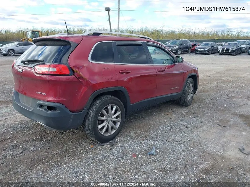 1C4PJMDS1HW615874 2017 Jeep Cherokee Limited 4X4