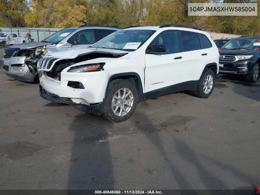 2017 Jeep Cherokee Sport 4X4 VIN: 1C4PJMASXHW585004 Lot: 40848060